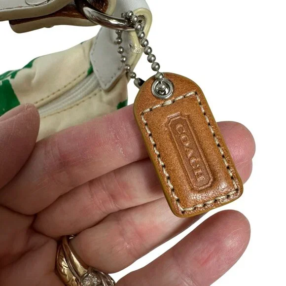 Vintage Coach Green Scribble Signature Hampton Top Handle Pouch Mini Bag Y2K NEW - Picture 13 of 16